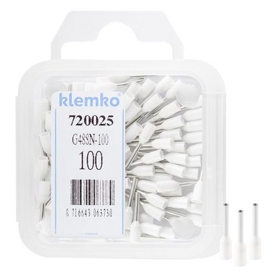 Adereindhuls 0,5qmm Wit penlengte = 8mm 100 stuks 720025 geïsoleerd Klemko
