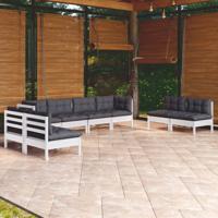 8-delige Loungeset met kussens massief grenenhout