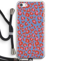 Leopard blue: iPhone 5 / 5S / SE Transparant Hoesje met koord