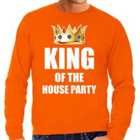 Koningsdag sweater King of the house party oranje voor heren - thumbnail