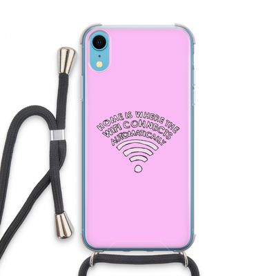 Home Is Where The Wifi Is: iPhone XR Transparant Hoesje met koord