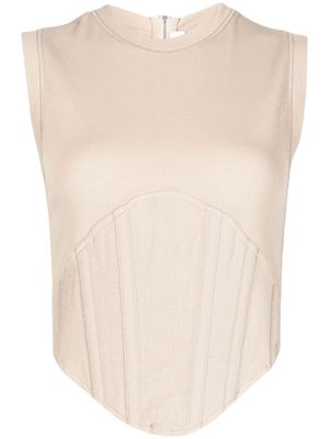 Dion Lee débardeur nervuré à design corset - Marron
