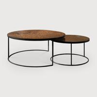 Ethnicraft Ronde Salontafel 'Nesting' Spiegelglas, Set van 2 stuks, kleur Brons