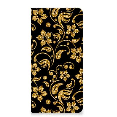 Samsung Galaxy A13 (4G) Smart Cover Gouden Bloemen Samsung Galaxy A13 (4G) Smart Cover Gouden Bloemen