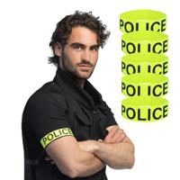 Boland vrijgezellenfeest armband - 6x - politie - neon geel - UV blacklight effect - agent