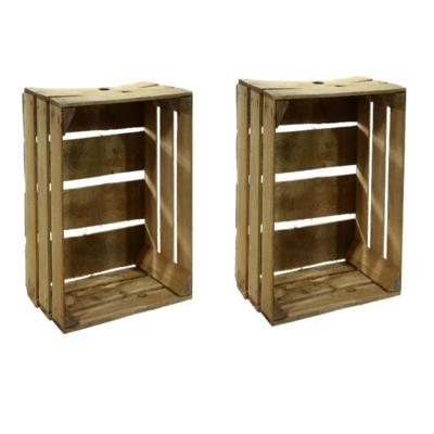 Fruitkist - 2x - gebruikt - decoratie en opbergkist - 30 x 40 x 50 cm - hout