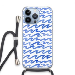 Blauwe golven: iPhone 13 Pro Transparant Hoesje met koord