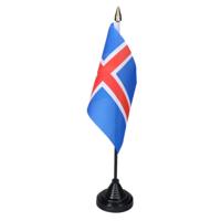 Vlag IJsland tafelvlaggetjes - 1x stuks - 10 x 15 cm vlag - met zwarte standaard - versiering