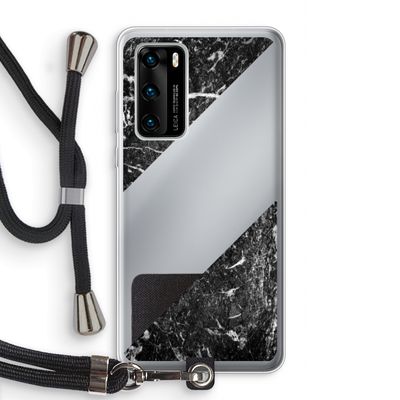 Zwart marmer: Huawei P40 Transparant Hoesje met koord