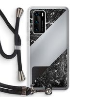 Zwart marmer: Huawei P40 Transparant Hoesje met koord