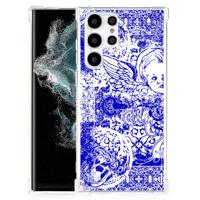 Extreme Case Samsung Galaxy S22 Ultra Angel Skull Blauw