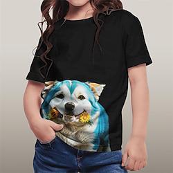 Voor meisjes 3D Grafisch dier Wolf T-shirt Korte mouw Zomer Lente Modieus Basic Polyester Kinderen 4-12 jaar Strakke ronde hals Buiten Casual Dagelijks Normale pasvorm Lightinthebox