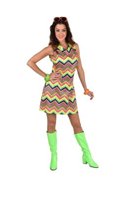 Neon Jurk Dames Multicolors Zigzag