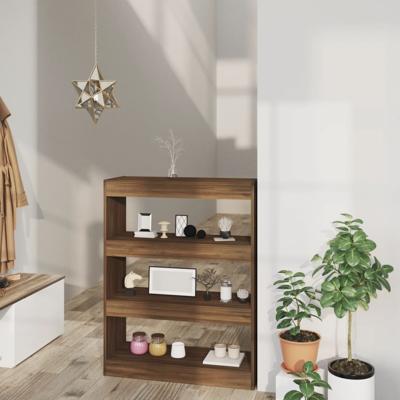 Boekenkast/kamerscherm 80x30x103 cm bewerkt hout bruin eiken