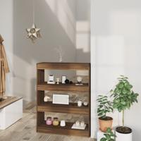 Boekenkast/kamerscherm 80x30x103 cm bewerkt hout bruin eiken