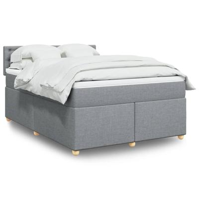 Boxspring met matras stof lichtgrijs 140x200 cm