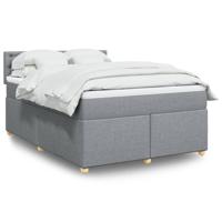 Boxspring met matras stof lichtgrijs 140x200 cm