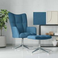 Relaxstoel met voetenbank fluweel blauw