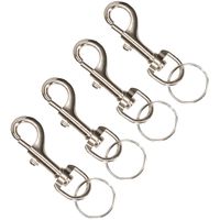 Musketonhaak sleutelhanger 4x metaal zilver 7 cm