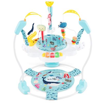 Baby Sky Jumperoo met Verstelbare Hoogtes & Speelgoed & Speelklok Loopsteun Lichtblauw