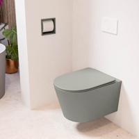 MONDIAZ LAVIE hangend toilet single fire rimless diepspoel Smoke, Toiletzitting met quick-release & softclose Smoke