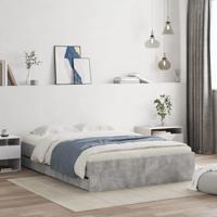 Bedframe met lades bewerkt hout betongrijs 135x190 cm