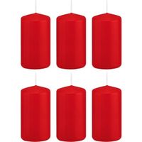 6x Rode cilinderkaarsen/stompkaarsen 5 x 10 cm 23 branduren   -
