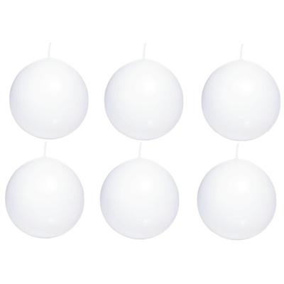 Trend Candles Bolkaars glad - 6x - wit - 7 cm - 16 branduren - ronde kaarsen