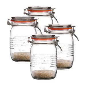 Weckpot/inmaakpot - 4x - 1L - glas - met beugelsluiting - D14 x H17 cm