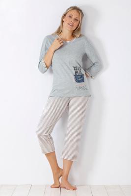 Vrolijke grijze dames pyjama Hajo