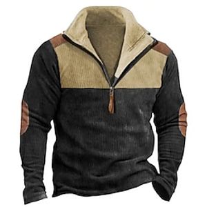 Voor heren Sweatshirt Sweatshirt met kwartrits Sherpa Linend Zwart Halve rits Effen Lapwerk Kleurenblok Sport Outdoor Dagelijks Feestdagen Corduroy Streetwear Casual Dun fleece Herfst winter Kleding miniinthebox
