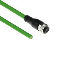 ACT SC3808 Industriële Sensor kabel | M12A 8-Polig Female naar Open End | Ultraflex TPE kabel | Afgeschermd | IP67 | Groen | 3 meter