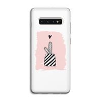 Zwart-wit cactus: Samsung Galaxy S10 4G Transparant Hoesje