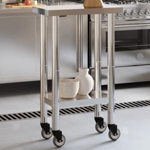 VidaXL Keukenwerktafel met wielen 55x30x85 cm roestvrij staal