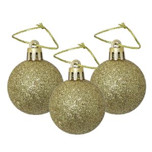 12x stuks kerstballen goud glitters kunststof 4 cm