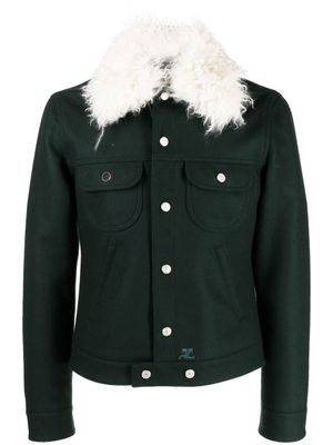 Courrèges veste à col en fourrure artificielle - Vert
