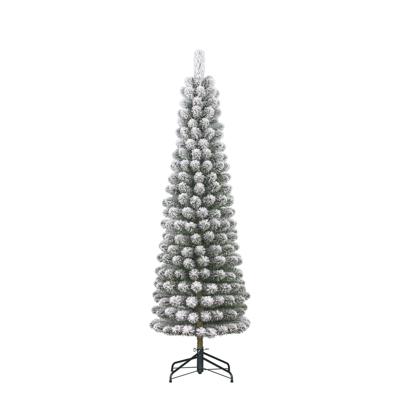 Kunstkerstboom Charlton pilar groen frosted H215 x dia. 56 cm - Black box
