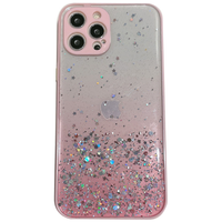 iPhone 12 Mini hoesje - Backcover - Camerabescherming - Glitter - TPU - Roze