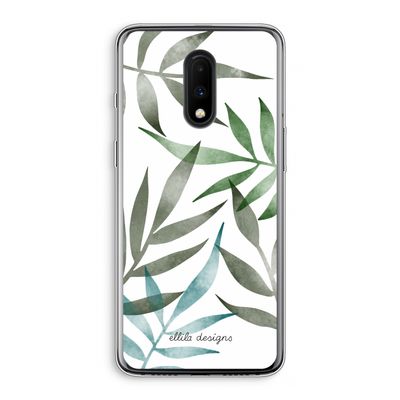 Tropical watercolor leaves: OnePlus 7 Transparant Hoesje
