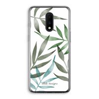 Tropical watercolor leaves: OnePlus 7 Transparant Hoesje