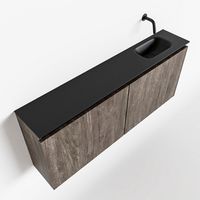 Toiletmeubel Mondiaz Ture | 120 cm | Meubelkleur Dark brown | Eden wastafel Urban Rechts | Zonder kraangat