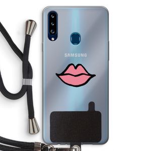 Kusje: Samsung Galaxy A20s Transparant Hoesje met koord