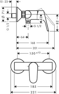 Hansgrohe Focus E2 douchekraan met koppelingen chroom 31960000