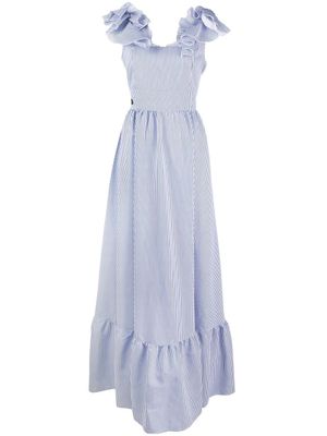 Philipp Plein robe longue à volants - Bleu