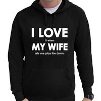 I love it when my wife lets me play the drums cadeau hoodie zwart heren - thumbnail