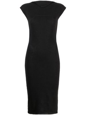 Rick Owens robe mi-longue en maille à mancherons - Noir