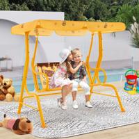 Kinderschommel Hollywoodschommel 2-zits met Verstelbaar Zonnedak & Metalen Frame Orange