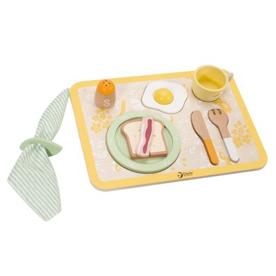 Classic World world houten vintage ontbijtset met dienblad, 13dlg.