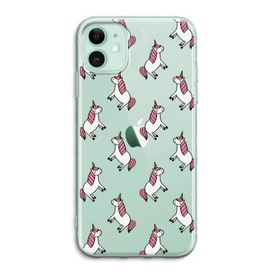 Eenhoorns overal: iPhone 11 Transparant Hoesje