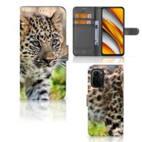 Poco F3 | Xiaomi Mi 11i | Telefoonhoesje | Met pasjeshouder | Baby Luipaard